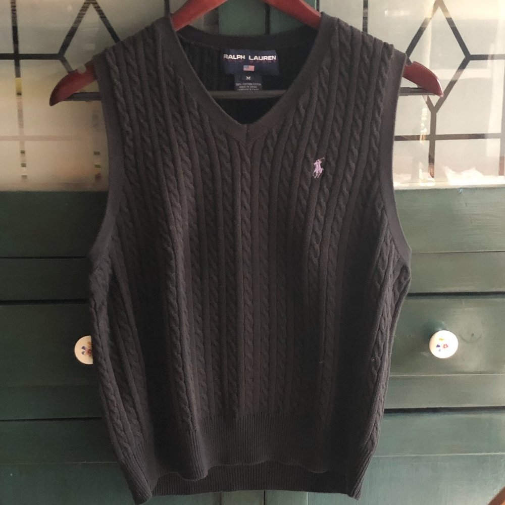 Ralph Lauren Black "Polo Sport" Cable Knit Vest